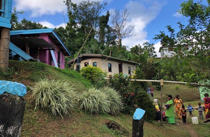 House in Fijian village on hill