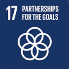 This image shows five circles overlapping with the title '17: Partnerships for the Goals' above it. The background is a dark blue.